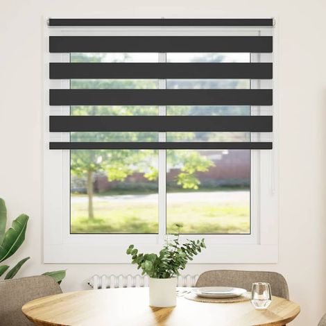 Maison Exclusive - Estor cebra negro 135x150 cm tejido ancho 130,