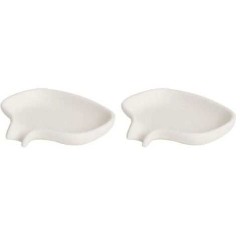 Porte-savon - KZQ - Lot de 2 - Silicone - Blanc - Antidérapant (1/3)
