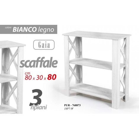 Estantería de 3 estantes Gaia en blanco madera 80 x 30 x 80 cm