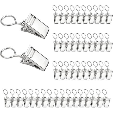 100 Pièces Pinces Rideaux INOX, Pince Attache avec Crochet pour Suspendre (1/5)