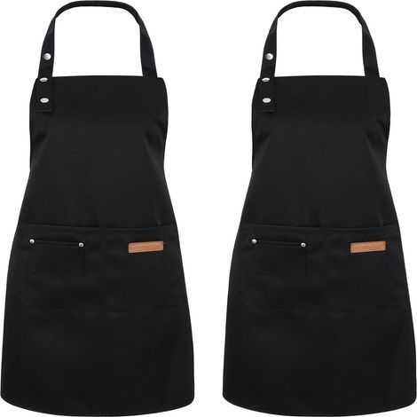 Tablier De Cuisine - Imperméable Avec 2 Grandes Poches - Réglable Pour Barbecue Et Peinture - Lot De 2 (1/5)