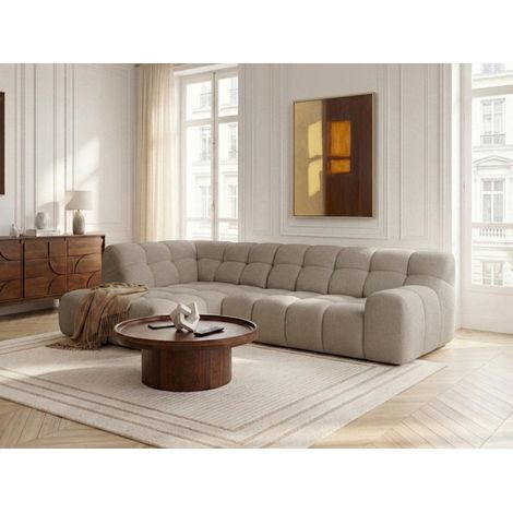 BOBOCHIC - Canapé d'angle L convertible avance-recule électrique ANDRE tissu texturé Angle gauche Beige (1/5)