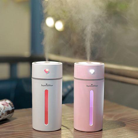 Humidificateur ultrasonique Diamond Cup, purificateur d'air avec lumières LED, nébuliseur mini USB 250 ml, diffuseur d'arômes pour voiture, brumisateur