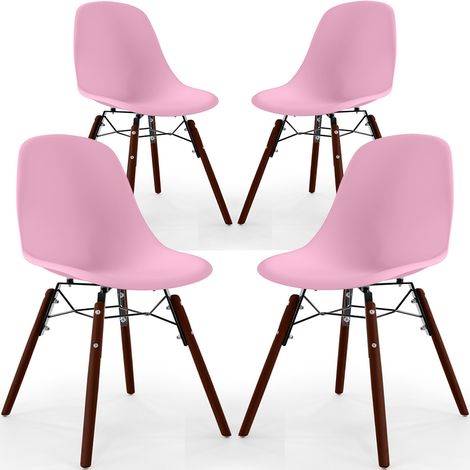 Sedie da Pranzo - Design Scandinavo - Gambe in Legno Scuro - Set di 4 - Skögur Rosa