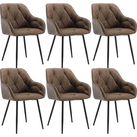 WOLTU Set of 6x Faux Leather Dining Chairs Accent home & restaurants Dark Brown (1/5)