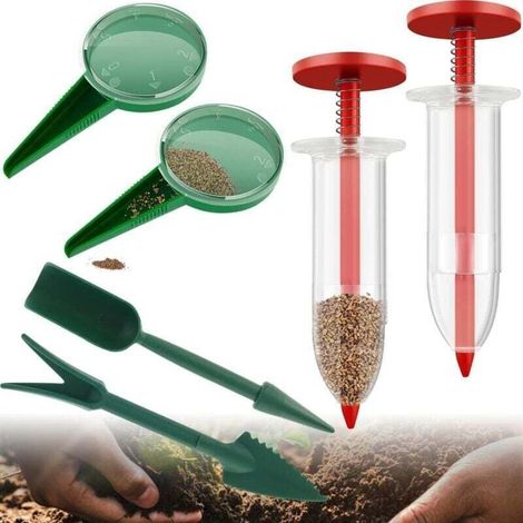 Mini semoir, semoir à 5 vitesses, outils de plantation, semoir manuel (pour semis), semoir manuel (pour petites graines) (rouge) (1/4)