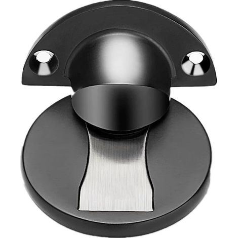 SHINING HOUSE Tope de puerta invisible sin perforaciones, tope de puerta anticolisión, fuerte succión magnética para la parte superior de la puerta del baño, negro, 2 piezas (1/4)