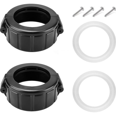 Raccords d'écrou fendus pour chauffage de spa de 5,1 cm avec vis et joint/joints toriques, compatibles avec chauffage Balboa, noir (1/5)
