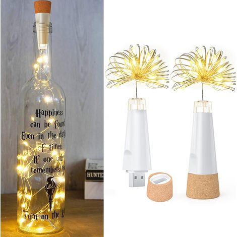 Lumières LED Rechargeables pour Bouteille avec Bouchon – Mini Guirlande Féerique 2025 Sans Piles pour Fête, Halloween & Noël – Éclairage Décoratif Portable