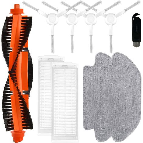 Passend für Zubehör Ersatzteile für Xiaomi Mi Robot Vacuum-Mop 2S / Mop Pro / STYJ02YM / Xiaomi Robot Vacuum S12, 1 Hauptbürste, 4 Seitenbürste, 2 Hepa Filter, 2 Wischtücher, 1 Reinigungswerkzeug (1/4)