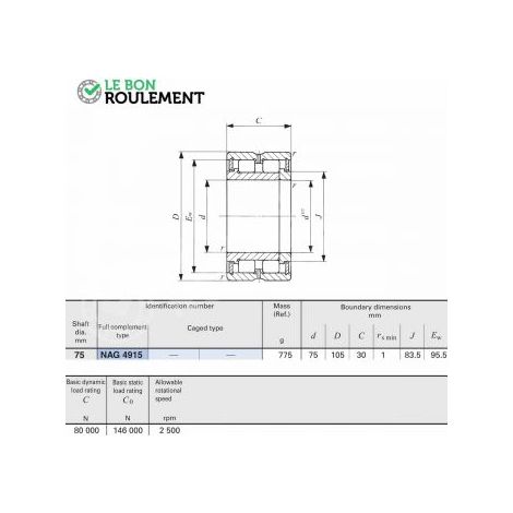 Roulement à rouleaux cylindriques NAG4915-IKO