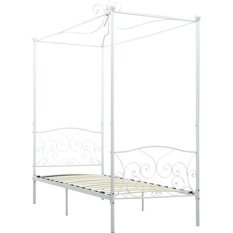 Maison Exclusive - Himmelbett-Gestell Weiß Metall 100 x 200 cm (1/5)