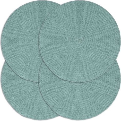 Placemats 4 pcs Plain Green 38 cm Round Cotton vidaXL (1/4)