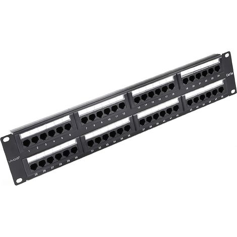 2U 48 Ports Cat5E Panneau de Brassage Mural ou en Rack Non Blinde Panneau de Brassage Ethernet UTP avec Panneau de Brassage Adaptateur Cat5E (1/5)
