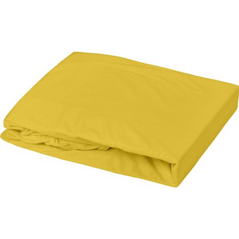 Drap housse enfant Oeko-tex 100% coton 130g/m² Jaune Curry 70x140 cm (1/2)