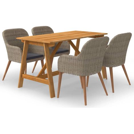 Ensemble Table et Chaise de Jardin Salon de jardin 5 pcs Marron 80690 (1/5)