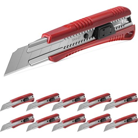 Cutter-Messer 25mm Profi mit Auto-Lock, 10 Stück, für Handwerker & Baustelle