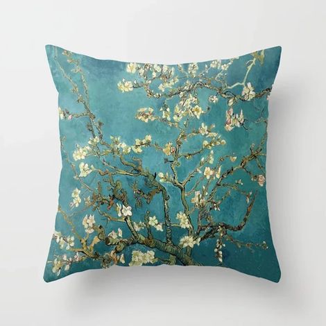 Taie Doreiller Coton Linen Imprimé Fleuri Double Face - Pour Canapé Lit Chaise Bureau Extérieur - 40x40 cm (1/5)