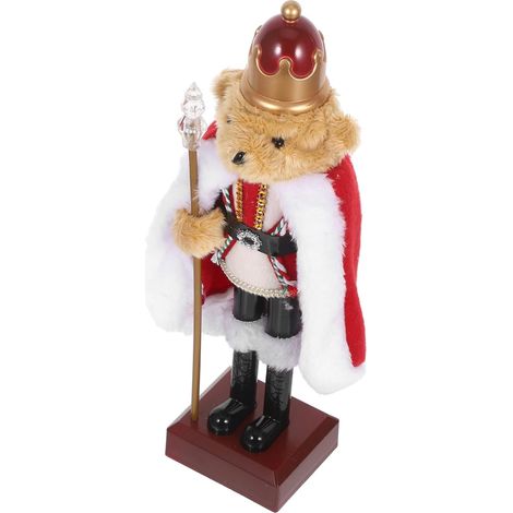 Figurine Casse-Noisette de Noël Ours Plastique avec Cape Décoration Soldat de Noël pour Centre de Table et Fêtes (1/5)
