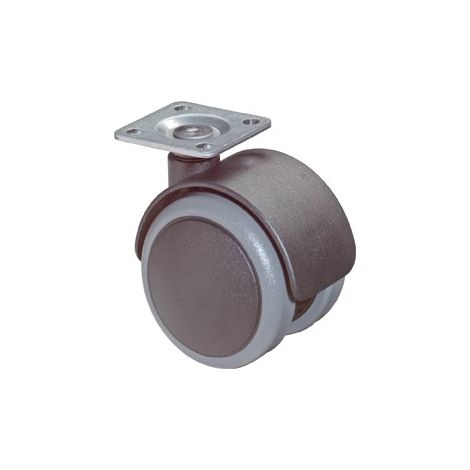 Doppio rullo in plastica D.40mm Trgf.30kg con piastra PA (1/3)