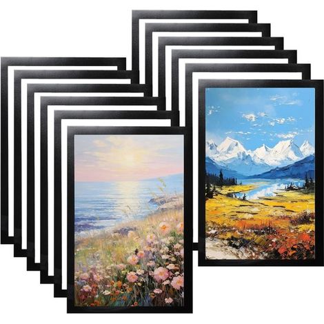 Magnetische Bilderrahmen – 12er-Set – selbstklebend – A4-Format – schwarz – hochwertiges PVC (1/5)