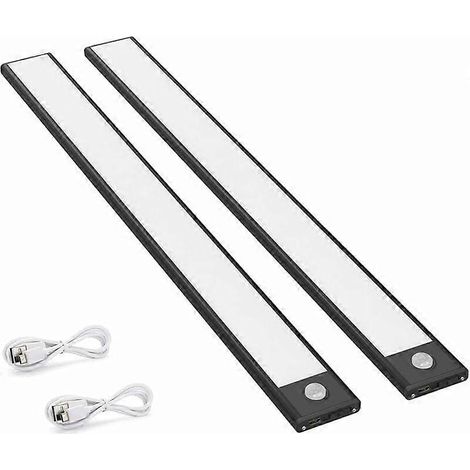Set aus 2 LED-Bewegungsmelderleuchten mit 150 lm für Schränke und Küchen, mit wiederaufladbarem USB-Akku und automatischer Ein-/Ausschaltfunktion.