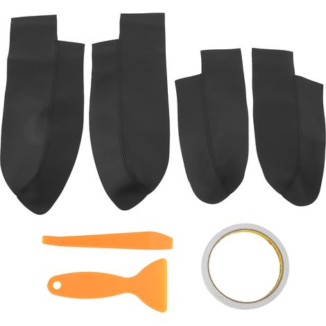 4-teiliges Set Türverkleidung vorne/hinten, Armlehnenbezug aus Mikrofaserleder, Ersatz für Kopfstützen und Armlehnen (Schwarz).