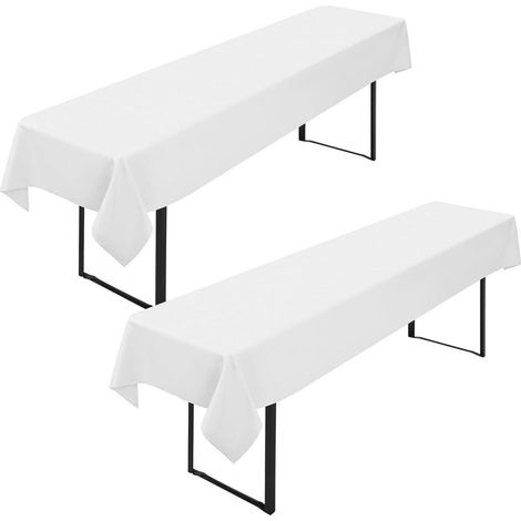 2er-Set Tischdecken für Bierbänke 100x250cm Weiß, 200g Polyester, Waschbar