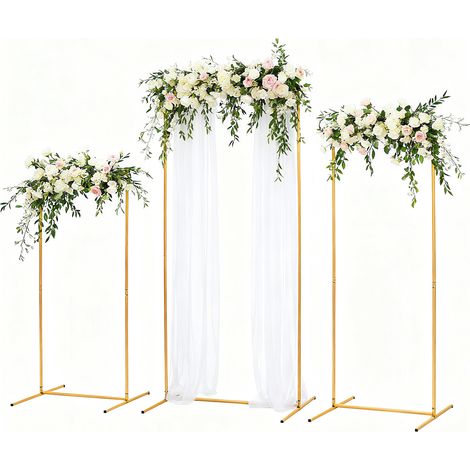 Lot de 3 Supports en métal, Arche pour Toile de fond rectangulaire, cadre cintré en ballon, pour décoration de mariage, fête, anniversaire, fête prénatale - Doré(1.6M, 1.9M, 2.1M) (1/5)