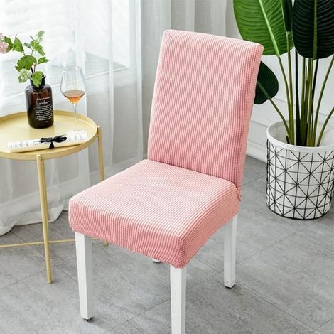 4-teiliges Stuhlhussen-Set, integrierter Sitzbezug, elastischer Sitzbezug für Esszimmer, Rosa und Mehrfarbig, STUHLBEZUG (1/4)