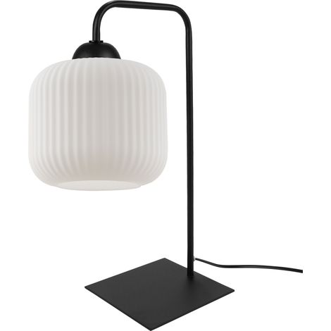LAMPADA DA TAVOLO RIFFLE NERA 1 LAMPADA CILINDRICA PIANA BIANCA E27
