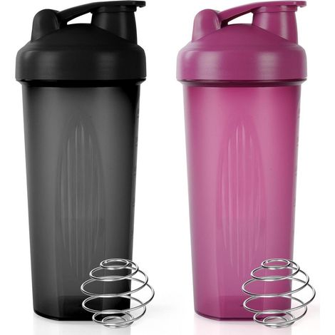 Proteinshaker 600ml Messskala Kugel BPAfrei 600ml Schwarz+lila (1/5)