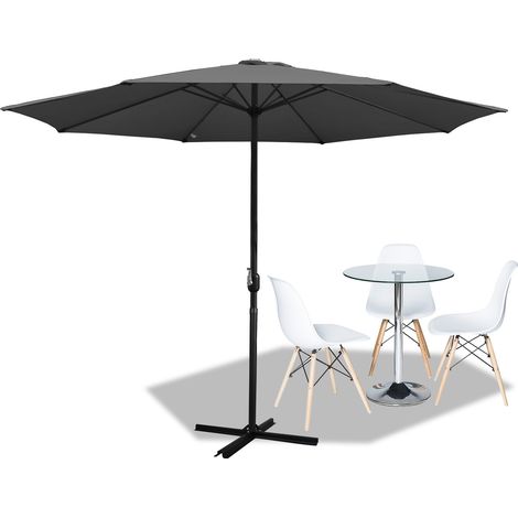 Sonnenschirm mit Schutzhülle , Ampelschirm Schutzhülle mit Stab, 160 g/m² Polyester Strandschirm Marktschirm Terrassenschirm 3.5m Grau (1/5)