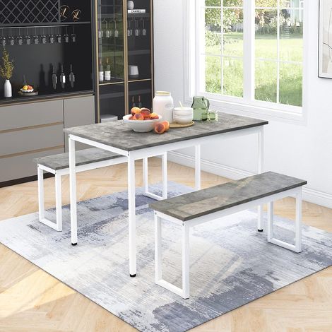 3-piece dining table and bench set for 4 people - Space-saving - Dining area for kitchen, patio, outdoor use (UK only) - Grey (1/5)