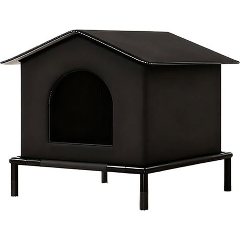 Niche pour chat d'extérieur, abri isolé imperméable et coupe-vent pour l'hiver, niche extérieure, 42 x 42 x 42 cm, taille L, noir (1/5)