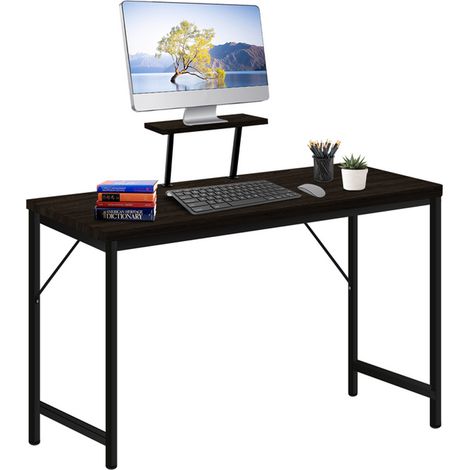 Haloyo® Computer-Schreibtisch, Schreibtisch mit Regalen, Lerntisch für das Schlafzimmer, Maße: 80x40x75cm, schwarz (1/5)