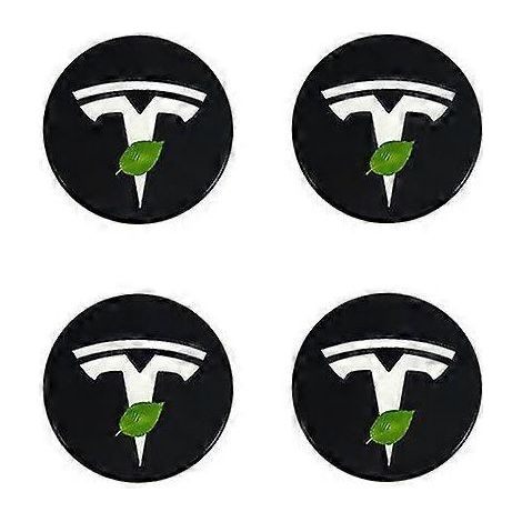 Lot de 4 enjoliveurs centraux de roue pour Tesla Model 3 SX, fixation par clips, accessoires de personnalisation automobile, multicolores, logo argenté et noir (2017-2022). (1/2)