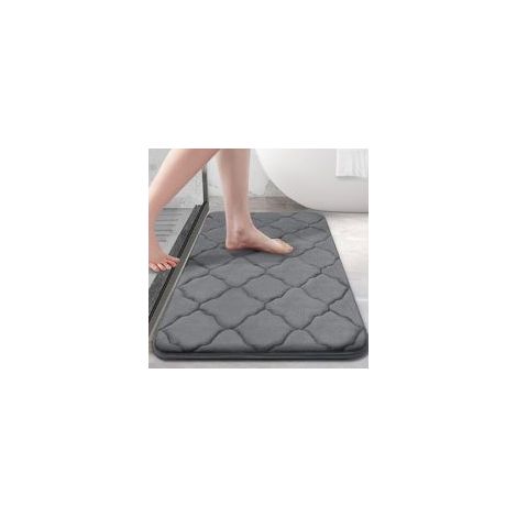Tapis de bain en mousse à mémoire de forme Antidérapant Doux Absorbant Lavable Facile d'entretien 40 x 60 cm Gris foncé