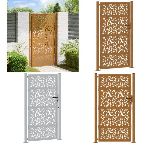 vidaXL Porte de jardin acier résistant aux intempéries design feuilles