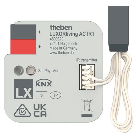 Theben 4800320 LUXORliving AC IR1 I Split Unit Gateway I Steuerung von Klima Split Geräten I IR Gateway I Klimageräte I Für KNX Smart Home-System LUXORliving
