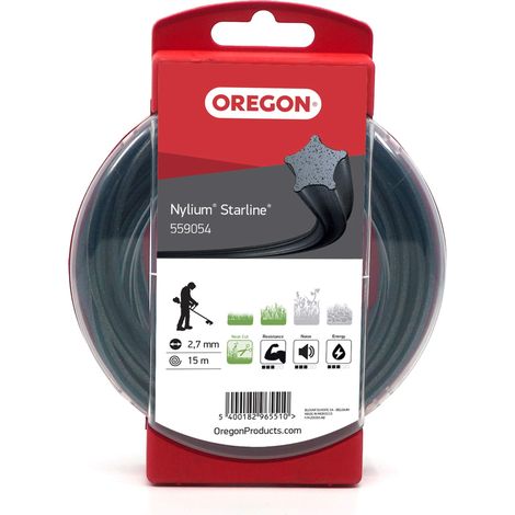 Oregon Filo per Decespugliatore a Forma di Stella con 5 Bordi Taglienti, in Nylon Professionale Arricchito con Particelle di Alluminio, 2,7 mm - 15 m, Nylium (‎559054) (1/4)
