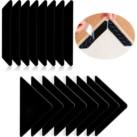 Gripper Pour Tapis - Adhésif Double Face Réutilisable - Pour Sol Dur Bois et Carrelage - 16 Pièces - Trapezoïdal 18 x 3 cm et Triangulaire 10,5 cm (1/5)