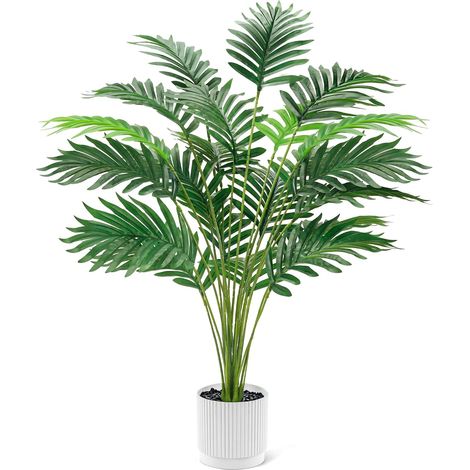 Palmier artificiel de 71,1 cm - Grandes plantes tropicales artificielles d'intérieur et d'extérieur pour la maison, la salle de bain, le porche, l'extérieur, la terrasse (pot blanc) (1/5)