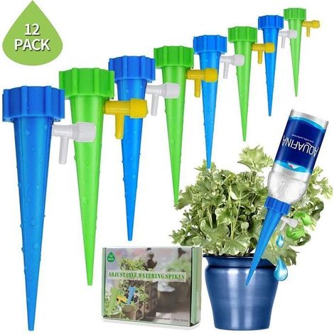 12 pièces, système d'arrosage automatique, réglable, contrôle du débit, pour jardin et plantes intérieures (1/4)