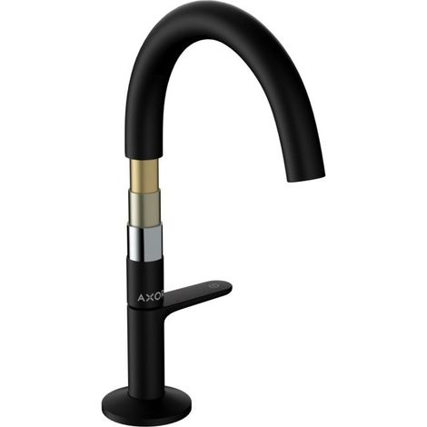 hansgrohe Axor One mitigeur lavabo 48020670 saillie 140mm, avec bouton-poussoir garniture de vidange , noir mat (1/5)
