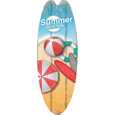 Panneau Décoratif En Bois - Motif Plage Été Surf - Pour Porte D'Entrée Mur Bar Intérieur - 45 X 16 X 0,5 Cm - 1 Pièce (1/5)
