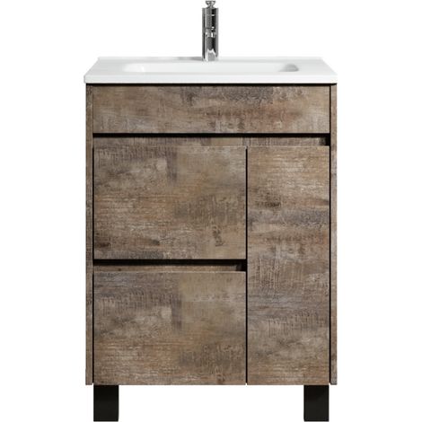 Meuble de salle de bain Salzburg 60cm lavabo Stone Ash – Armoire de rangement Meuble lavabo (1/5)