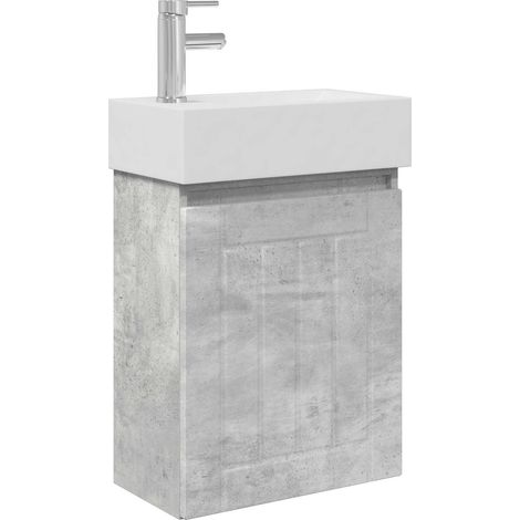 Bathroom Vanity Unit with Tap Concrete Grey 45.5 x 25.5 x 84 cm vidaXL