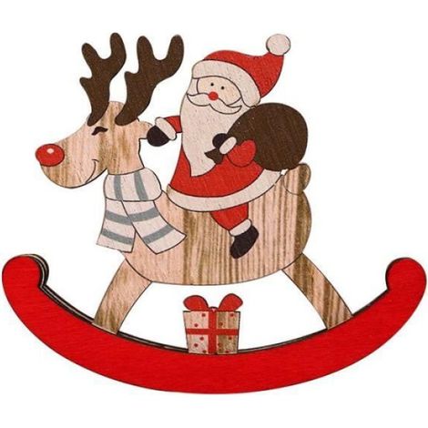 Décoration de fête - Noël - Père Noël en bois - Rouge - Intérieur - Mixte (1/4)