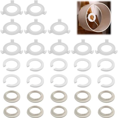 30pcs E27 to E14 Lamp Shade Reducer Ring Adapter, Durable Plastic Lamp Shade Reducer Ring for Desk Lamp and Ceiling Light, E14 E27 Lamp Shade Reducer Easy to Install (1/5)